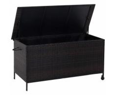 Cassapanca di Rattan in Plastica, Contenitore Impermeabile, 400L, con Pistone di Ritorno