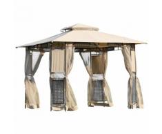 Outsunny Gazebo Elegante da Giardino Tenda da Festa 3x3m Pattern in Rattan Telaio in Acciaio