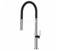 Rubinetto miscelatore lavello fontana cucina VIZIO minimal canna nera estensibile e doccia