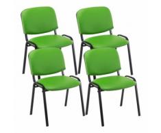 Set 4 Sedie Ufficio Visitatore Ken Imbottite In Similpelle Verde