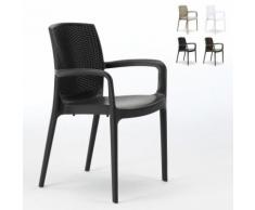 18 Sedie BOHEME Grand Soleil per giardino poly rattan con braccioli Bar Ristorante | Nero