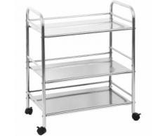 Carrello da cucina in acciaio inox 304 in metallo cromato 3 ripiani, con ruote, 61 x 36 x 75 cm