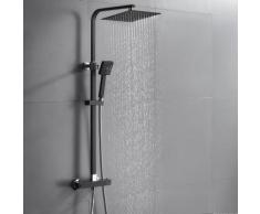 Colonna Doccia Termostatico Inox con 25x25cm Soffione Grande,Miscelatore e Doccetta,Sistema Doccia