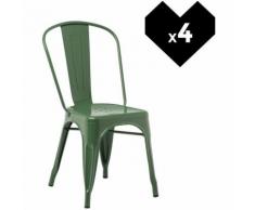 SKLUM Pack 4 Sedie LIX Verde Felce Sala da Pranzo Cucina Bar Stile Industrial