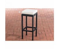 Sgabello polyrattan Alia con imbottitura Tondo/nero Bianco crema