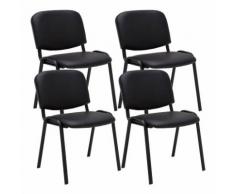 Set 4 Sedie Ufficio Visitatore Ken Imbottite In Similpelle Nero