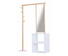 Homcom Stender Appendiabiti con Specchio Figura intera in Bambù 100 x 34 x 164cm
