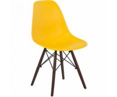 SKLUM Sedia Brich Scand Giallo Freesia Legno Scuro Sala da Pranzo Cucina Stile Scandi Polipropilene