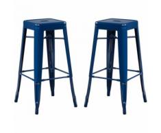 SKLUM Pack 2 Sgabelli Alti LIX Blu Oltremare Sala da Pranzo Cucina Bar Stile Industrial