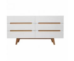Cassettiera scandinavo bianco lucido e frassino 6 cassetti MELKA