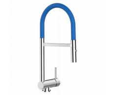Rubinetto abbattibile miscelatore lavello fontana cucina VIZIO canna colore BLU abbattibile 6 cm