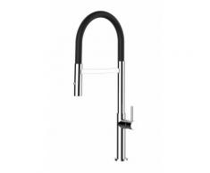 Rubinetto miscelatore lavello fontana cucina VIZIO minimal canna nera con molla estensibile e