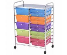 Carrello con Ruote Carrello di stoccaggio, con 15 cassetti impilabili per Cucina