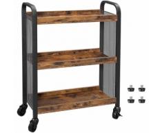VASAGLE Carrello Portavivande in Stile Industriale, Carrellino Salvaspazio Fisso o con Ruote