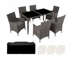 set da giardino in rattan e alluminio, 6+1 - arredo giardino, mobili da giardino, set da giardino