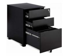 Cassettiera con 3 Cassetti, Mobiletto con 5 Ruote e 2 Chiavi, Ideale per Ufficio o Casa, 60 x 48 x