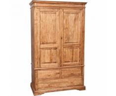 Armadio Country in legno massello di tiglio finitura naturale L120xPR59xH197 cm. Made in Italy