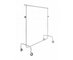 Stand Stender appendiabiti in acciaio cromato, Carrello con Ruote, altezza fissa o regolabile
