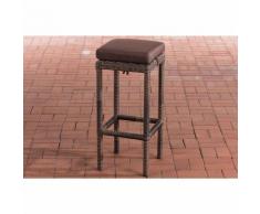 Sgabello polyrattan Alia con imbottitura Tondo/marrone mélange Marrone terra