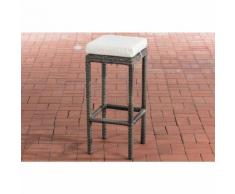 Sgabello polyrattan Alia con imbottitura Tondo/grigio mélange Bianco crema