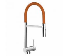 Rubinetto abbattibile miscelatore lavello fontana cucina VIZIO canna colore ARANCIONE abbattibile 6