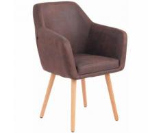 Sedia pranzo UTRECHT in similpelle vintage Marrone scuro Natura