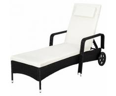 lettino prendisole Caroline in alluminio e rattan - sdraio, sdraio da giardino, lettino mare - nero