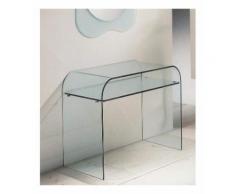 Z-08 Consolle Tavolo Ingresso Scrivania, vetro temperato curvato con ripiano, 88 x 71 x 44 cm,
