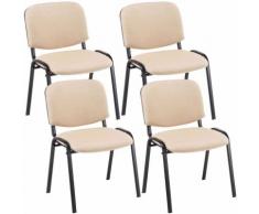 Set 4 Sedie Ufficio Visitatore Ken Imbottite In Tessuto Crema