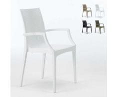 20 Sedie poltrone braccioli per bar giardino Poly rattan BISTROT ARM Grand Soleil | Bianco