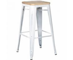 SKLUM Sgabello Alto LIX Vintage Legno Bianco Antico Legno Naturale Sala da Pranzo Cucina Bar Stile