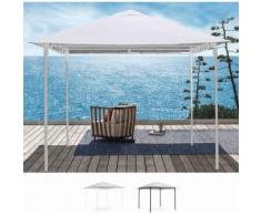 Gazebo 3x3 metri giardino acciaio antivento STYLE | Bianco