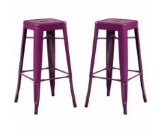 SKLUM Pack 2 Sgabelli Alti LIX Violetta Porpora Sala da Pranzo Cucina Bar Stile Industrial