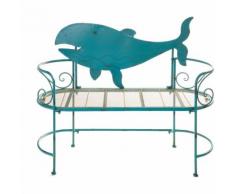 Panca Con Decoro Balena Azzurra In Ferro, Da 120x98x45 Azzurro