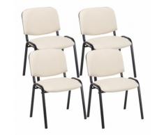 Set 4 Sedie Ufficio Visitatore Ken Imbottite In Similpelle Crema