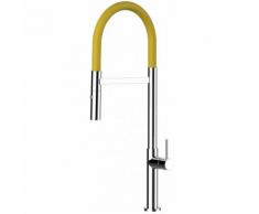 Rubinetto miscelatore lavello fontana cucina VIZIO minimal GIALLO con molla estensibile e doccia