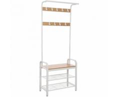 VASAGLE Appendiabiti da Ingresso per Cappotti e Cappelli Scaffale Scarpiera con Ganci Rimovibili 72