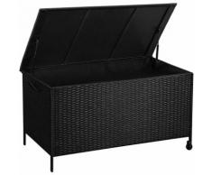Cassapanca di Rattan in Plastica, Contenitore Impermeabile, 400L, con Pistone di Ritorno