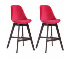 Set 2 Sgabelli Cucina Cannes In Velluto E Legno Rosso Cappuccino