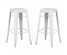 SKLUM Pack 2 Sgabelli Alti LIX Bianco Sala da Pranzo Cucina Bar Stile Industrial