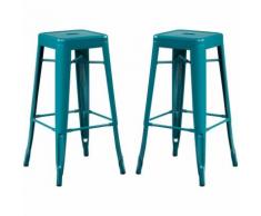 SKLUM Pack 2 Sgabelli Alti LIX Blu Turchese Sala da Pranzo Cucina Bar Stile Industrial