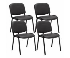 Set 4 Sedie Ufficio Visitatore Ken Imbottite In Similpelle Grigio