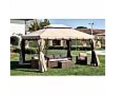 Arredo Giardino GAZEBO IN ALLUMINIO MODELLO ADVENTURE CON TELI E ZANZARIERA LATERALE DA 300x400x270h CM CODICE: 39866