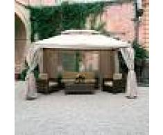 Arredo Giardino GAZEBO IN ALLUMINIO MODELLO SAHARA CON TELI E ZANZARIERA DA 300x400x285h CM COLORE ECRU' CODICE: 47829