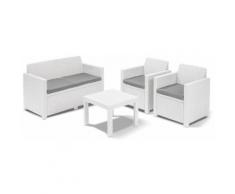 Set Salotto Da Giardino In Polipropilene Divano 2 Poltrone E Tavolino Manieri Bianco