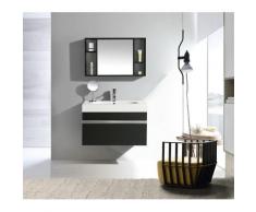 Mobile Bagno Sospeso 90 Cm In Mdf Con Specchiera Vorich Idea Nero