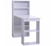 Scrivania Da Ufficio Con Libreria In Legno Bianco 120x55x120 Cm Benzoni