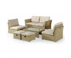 Set Salotto Da Giardino In Rattan Divano 2 Poltrone 2 Poggiapiedi E Tavolino Kraus Tintoretto