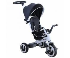 Passeggino Triciclo Per Bambini Con Maniglione Tettuccio E Cestino Grigio Scuro Benzoni