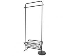 Stender Appendiabiti Con Cesto Portarviste 74x32x156 Cm In Metallo Motti Nero